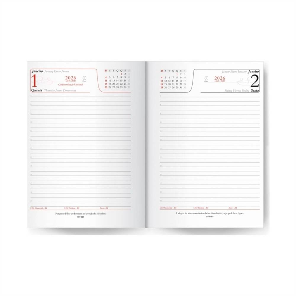 Agenda 2026 Personalizada Diária com Suporte para Caneta