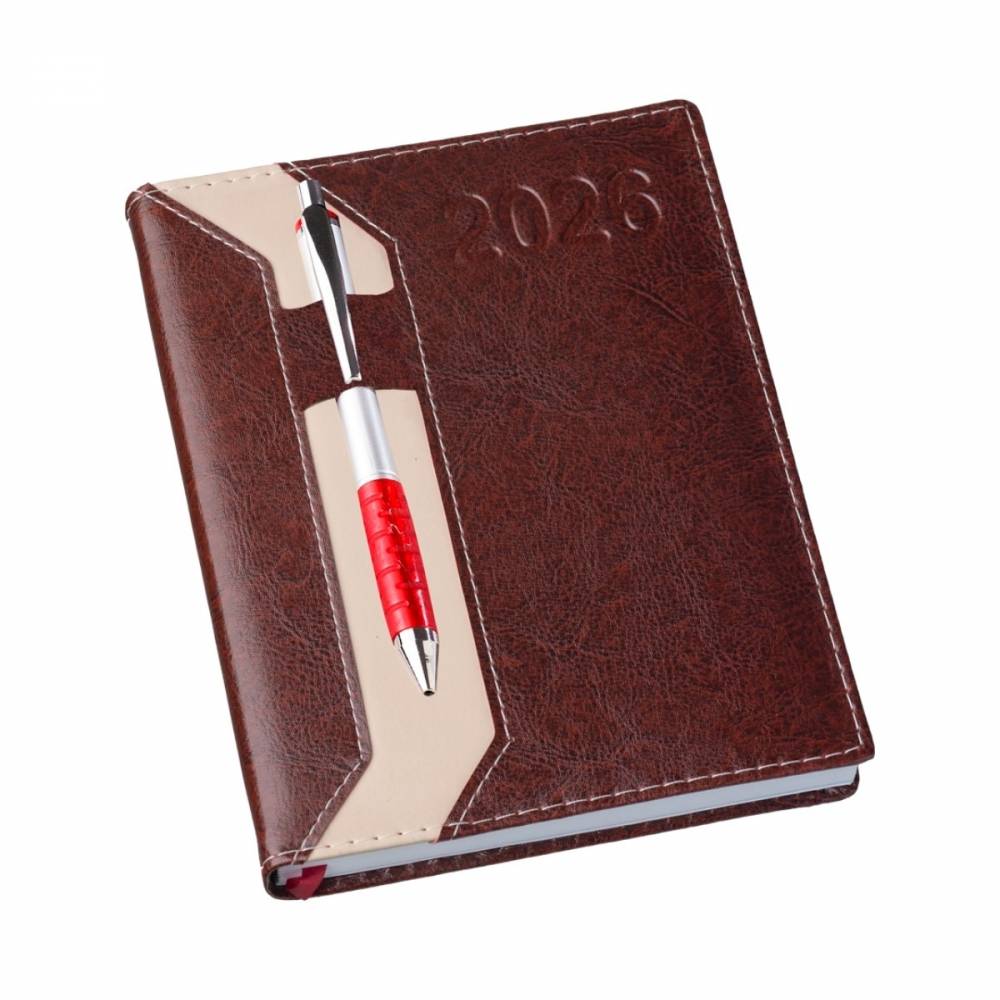 Agenda Clássica com Suporte de Caneta 2026