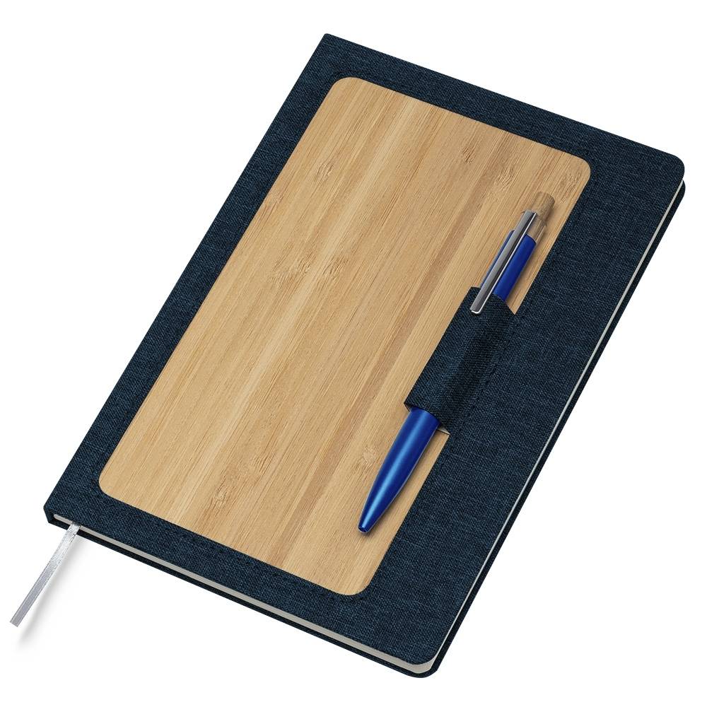 Caderno em Bambu Com Suporte Para Caneta