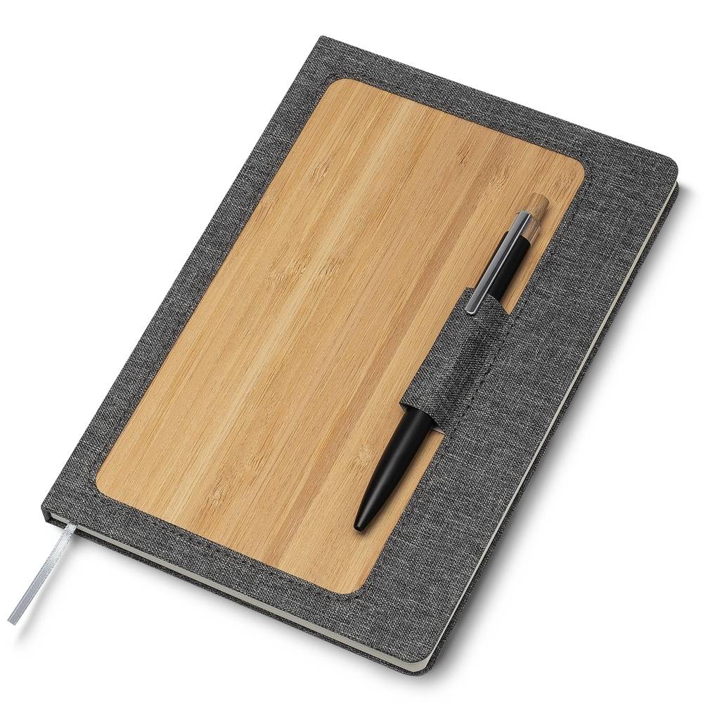 Caderno em Bambu Com Suporte Para Caneta