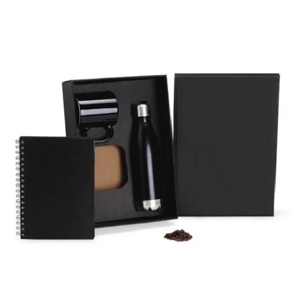 Kit Caderno Caneca e Garrafa- 3 Pçs