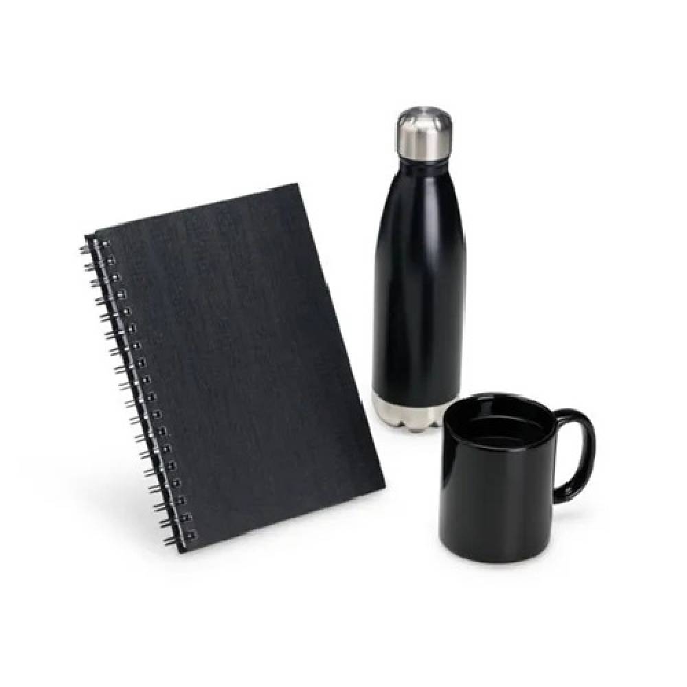 Kit Caderno Caneca e Garrafa- 3 Pçs