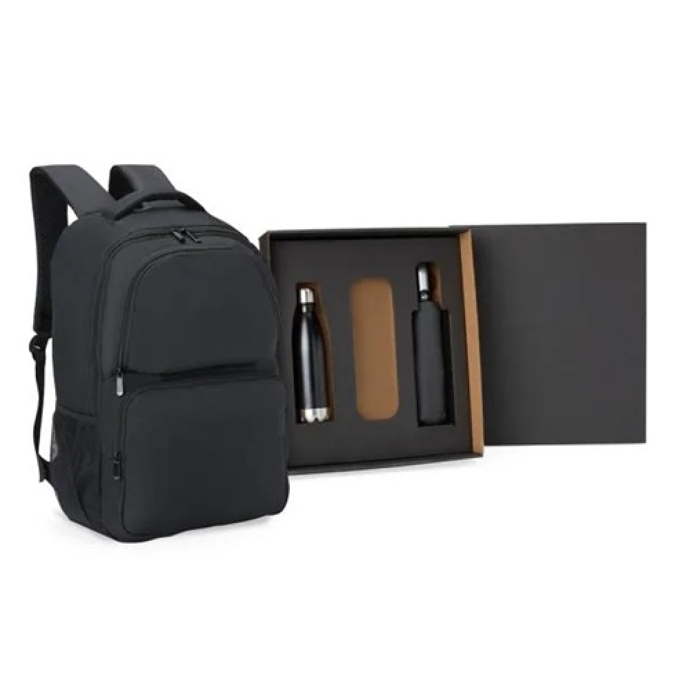 Kit Mochila, Guarda-Chuva E Garrafa - 3 Pçs