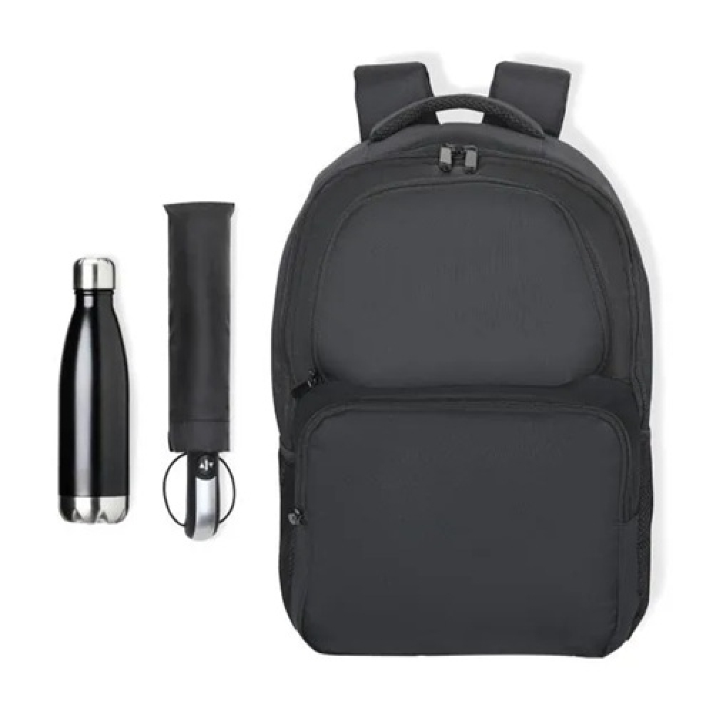 Kit Mochila, Guarda-Chuva E Garrafa - 3 Pçs