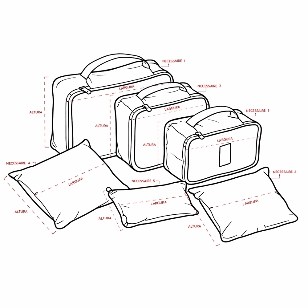 Kit Necessaires 6 Peças