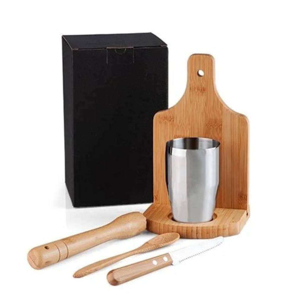 Kit Para Caipirinha Em Bambu /Madeira Ibiza - 0,35 L - 6 Pçs