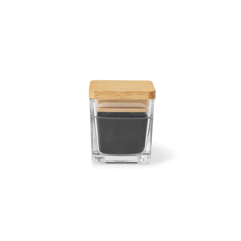 Vela aromática em copo de vidro com tampa de bambu