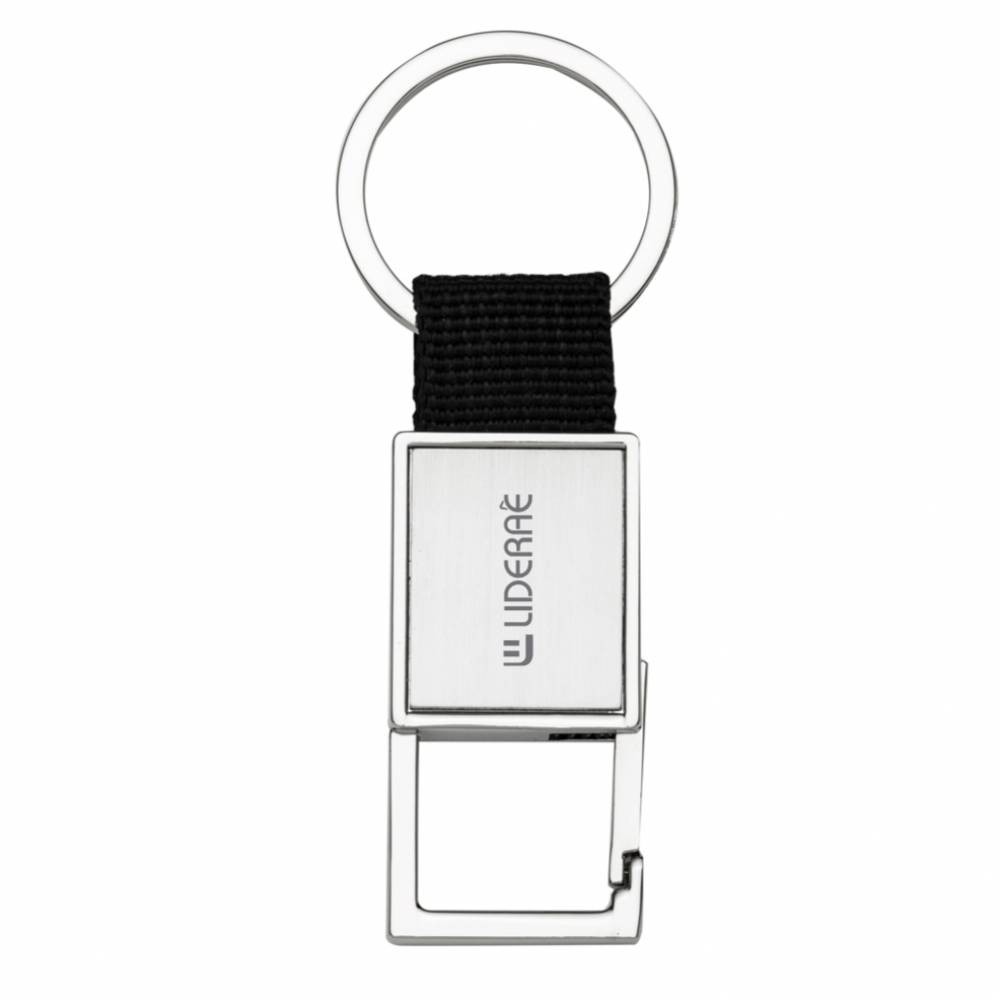 Chaveiro Metal Retangular c/ Nylon Preto -X12195