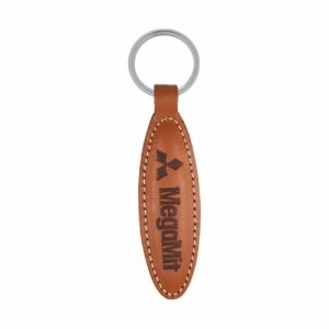 Chaveiro Couro Personalizado Oval Fino Com Argola-HG-CH20AN
