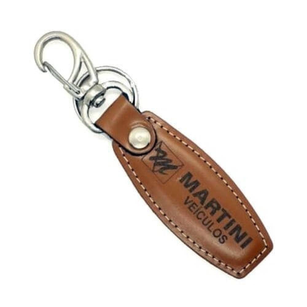 Chaveiro Couro Retangular Oval Reto Com Mosquetão-HG-CH21MN