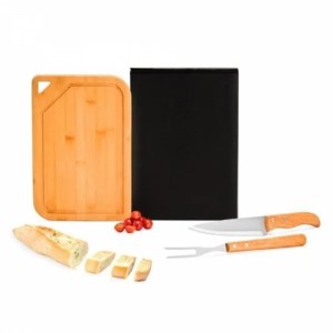 Conj. Para Churrasco Em Bambu / Inox / Madeira - 3 Pçs-SMMX-70066