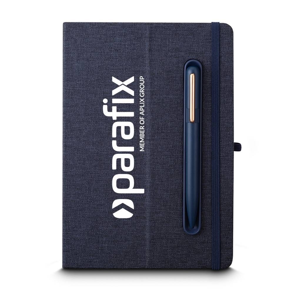 Caderno Capa em RPET Com suporte para Caneta e Celular-ACAD165