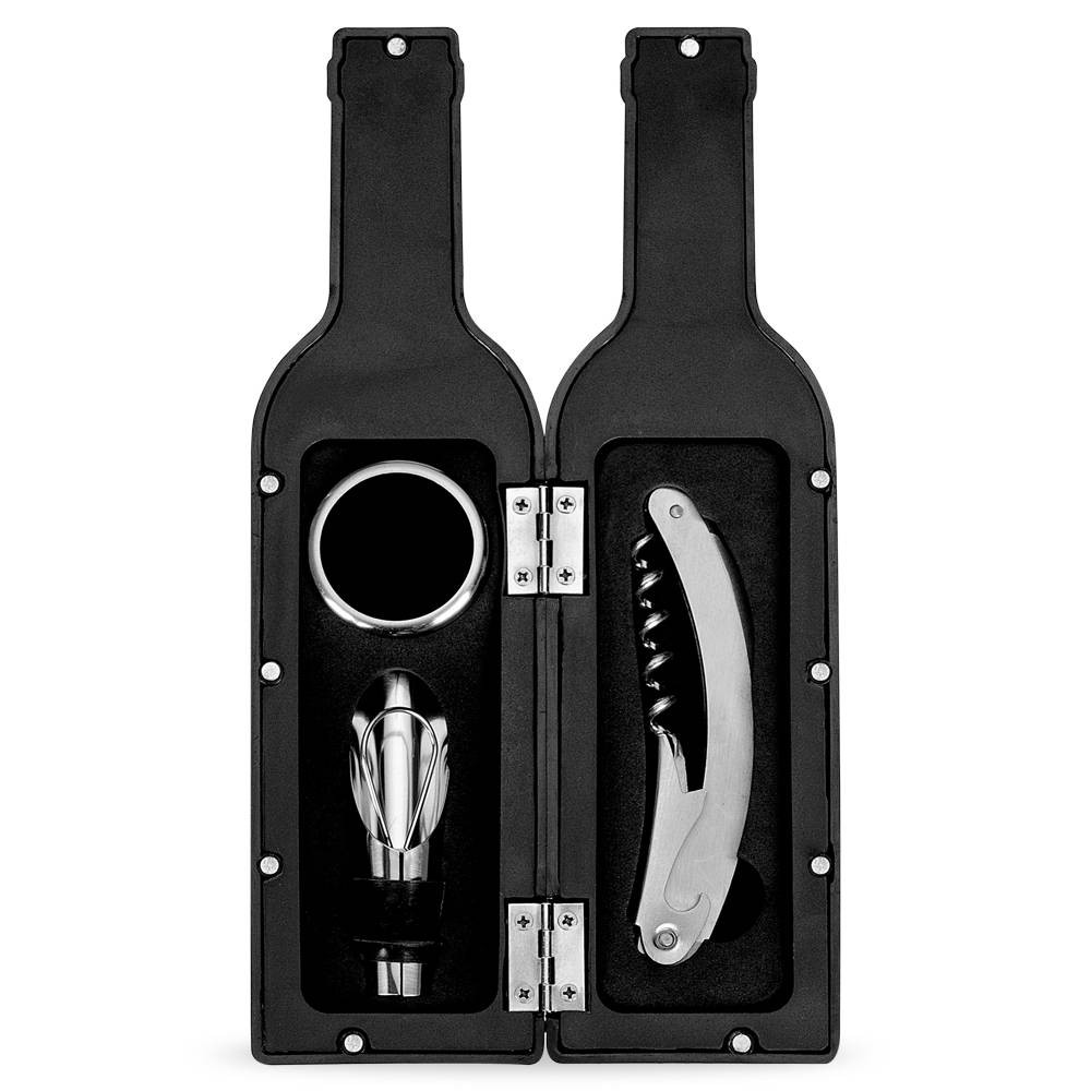  Kit Vinho Plástico Resistente 3 Peças Formato Garrafa -X11871